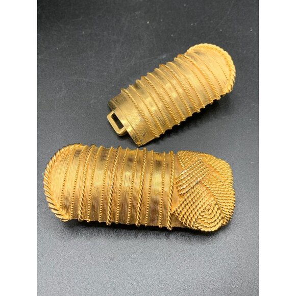 ACCESSOCRAFT NY Belt Buckle Big Bold Matte Gold Statement Buckle Vintage Signed - Picture 4 of 7